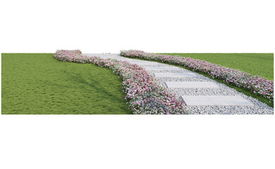 Wall Mural - Lawn and flower garden on transparent background