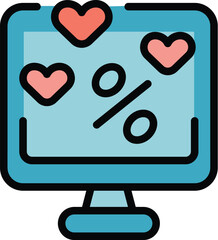 Poster - Loyalty sale icon outline vector. Customer discount. Gift program color flat