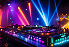 Music controller DJ mixer in a nightclub