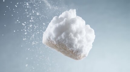 Poster -  a close up of a foamy object floating in the air.  generative ai