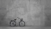  A Bicycle Is Parked Against A Wall In A Black And White Photo.  Generative Ai