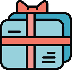 Poster - Shopping gift card icon outline vector. Discount coupon. Bonus voucher color flat