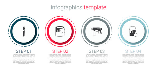 Poster - Set Paint brush, bucket, spray gun and . Business infographic template. Vector