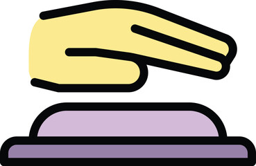 Poster - scan palm identity icon outline vector. hand print. identification scanner color flat