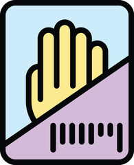 Poster - hand recognition icon outline vector. biometric scan. sensor identification color flat