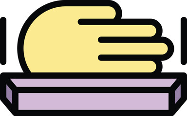 Poster - Handprint recognition icon outline vector. Palm scanner. Biometric scan color flat