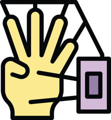 Poster - Hand identification icon outline vector. Scan fingerprint. Biometric verification color flat