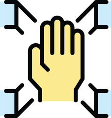 Poster - Digital palm scanning icon outline vector. Biometric scan. Hand fingerprint color flat
