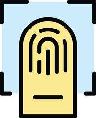 Poster - Fingerprint identification icon outline vector. Biometric scan. Finger verification color flat