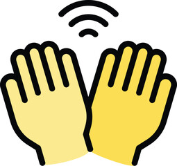 Poster - Palm password icon outline vector. Biometric recognition. Scan hand color flat