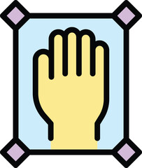 Poster - Control palm scanning icon outline vector. Hand recognition. Biometric scan color flat