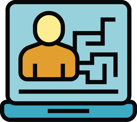 Poster - Computer identification icon outline vector. Access verification. Recognition capture color flat