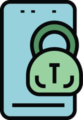 Poster - Locked phone icon outline vector. Lock access. Digital security color flat