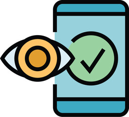 Poster - Eye code icon outline vector. Scan id. Facial recognition color flat