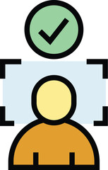 Poster - Face detection icon outline vector. Biometric detect. Scan fingerprint color flat
