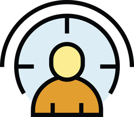 Poster - face scanning icon outline vector. scan recognition. biometric id color flat