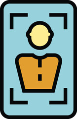 Poster - Face authorization icon outline vector. Biometric recognition. Identity verification color flat