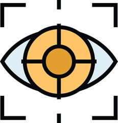 Poster - Eye scanning icon outline vector. Scan vision. Retina recognition color flat