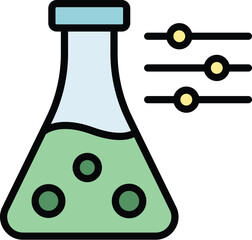 Poster - Lab flask icon outline vector. Science laboratory. Chemical tube color flat