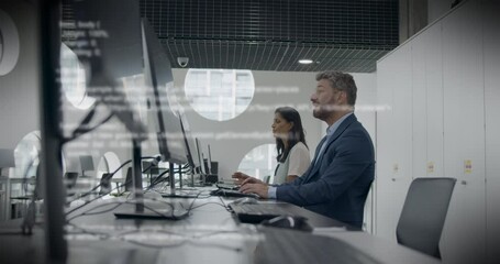 Business People using Computer in Cyber Security Office