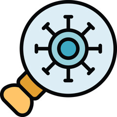 Poster - Magnifying virus icon outline vector. Detection bacteria. Cell infection color flat