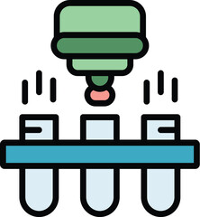 Poster - Chemical research icon outline vector. Medical science. Lab tube color flat