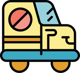 Poster - Chemical control car icon outline vector. Truck disinfection. Pest bus color flat
