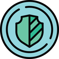 Poster - Shield protection icon outline vector. Protect system. Safety guard color flat