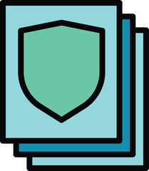 Poster - Shield files icon outline vector. Data secure. Privacy lock color flat