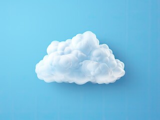 A white cloud on a blue background. Generative AI.