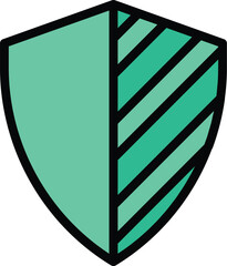 Sticker - Privacy shield icon outline vector. Safety guard. Antivirus safeguard color flat