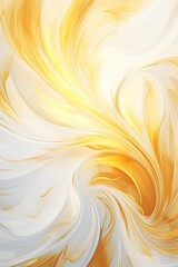 Aufkleber - a painting of a yellow and white swirl. generative ai. abstract white, yellow and gold background.
