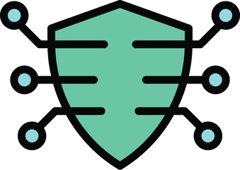 Poster - Shield armor icon outline vector. Safe guard. Strong protection color flat
