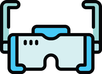 Poster - 360 vr glasses icon outline vector. Digital platform. Virtual tour color flat