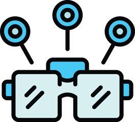 Poster - Video vr glasses icon outline vector. Digital platform. Virtual reality color flat