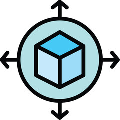 Poster - 3d vr cube icon outline vector. Digital platform. Game tour color flat