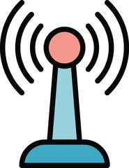 Poster - Radio tower fraud icon outline vector. Stop secure. Money key color flat