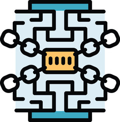 Poster - Secured chain icon outline vector. Stop fraud. Secure cyber color flat