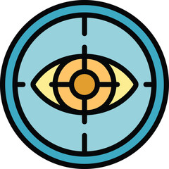 Poster - Cyber eye icon outline vector. Theft fraud. Secure key color flat