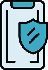 Poster - Smartphone security icon outline vector. Stop secure. Cyber key color flat