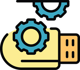 Poster - Usb cyber icon outline vector. Fraud theft. Secure key color flat