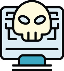 Poster - Hacker pc icon outline vector. Secure fraud. System lock color flat