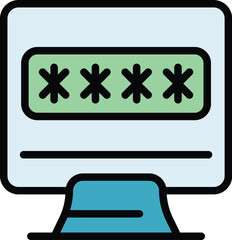Poster - Computer password icon outline vector. System lock. Secure cyber color flat