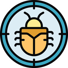 Poster - Cyber bug icon outline vector. Secure fraud. Money key color flat