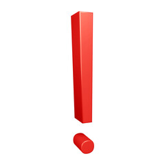 Poster - 3D red exclamation mark symbol or icon design