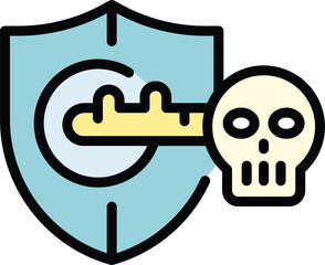 Poster - Cyber key icon outline vector. Secure money. System fraud color flat