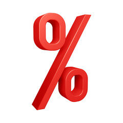 Poster - 3D red percent symbol or icon design