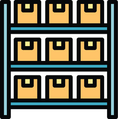 Poster - Factory storage icon outline vector. Industry production. Manufacture warehouse color flat