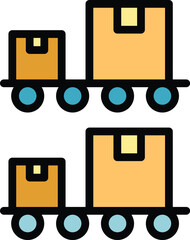 Poster - Factory conveyor icon outline vector. Robot machine. Industry production color flat