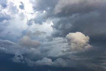 cloudy gloomy evening sky, dramatic storm low clouds